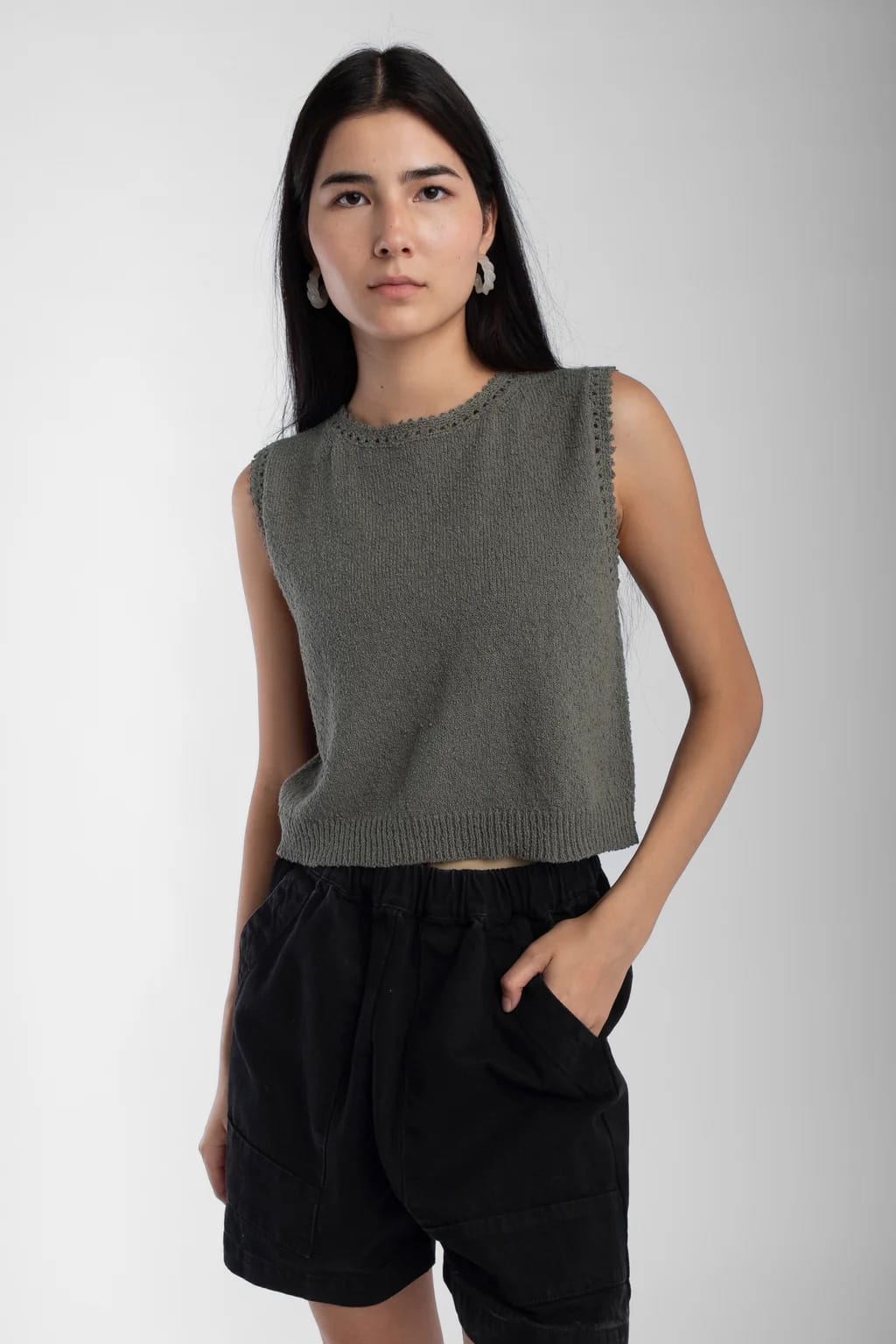 Boucle Tank - Fog Green