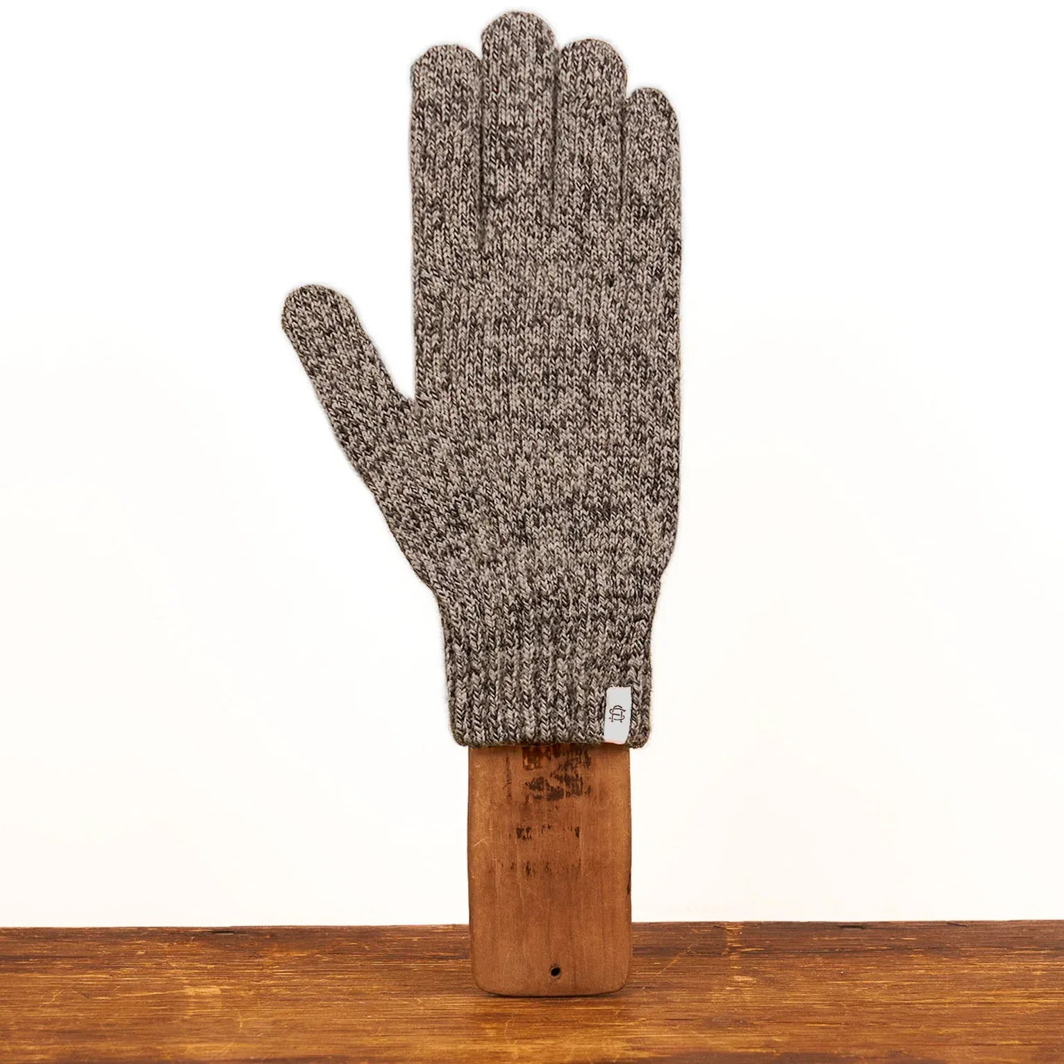 Ragg Wool Full Glove with Deer-Leather - Charcoal Melange