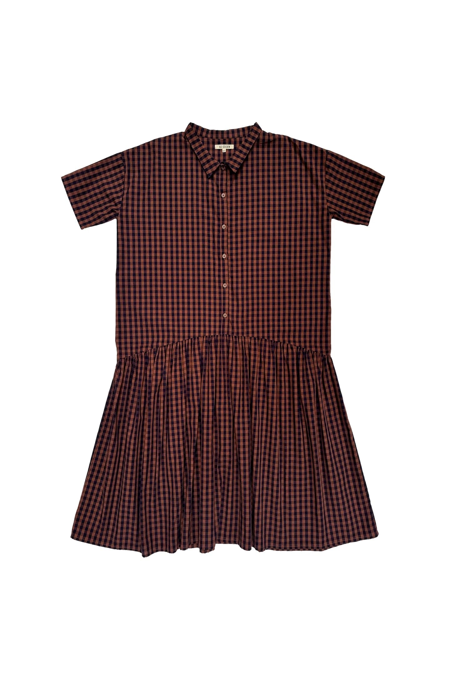 Collared Dress - Rust/Navy Gingham