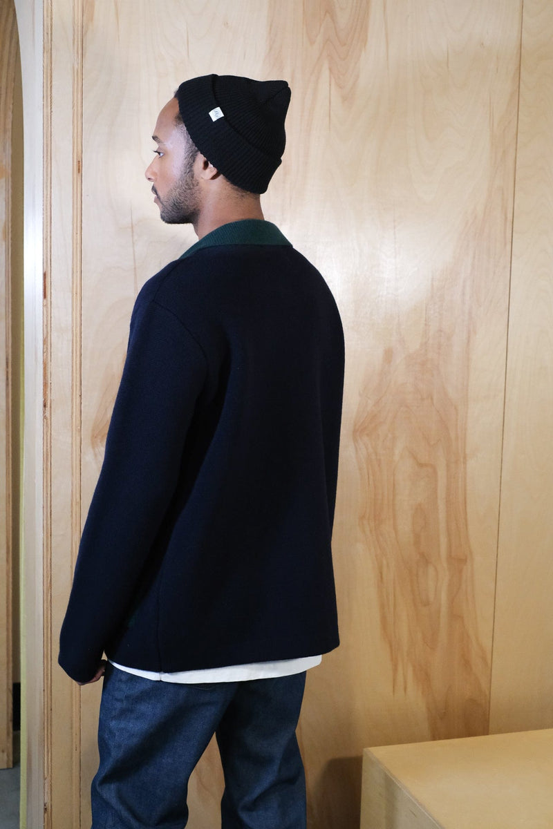 Contra Knitted Chore Coat - Navy