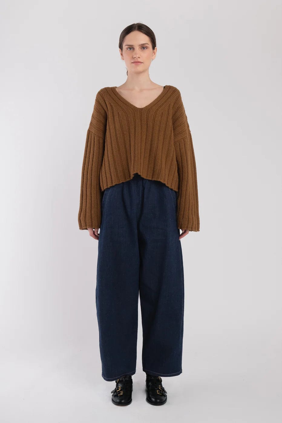 Cropped Rib Pullover - Golden