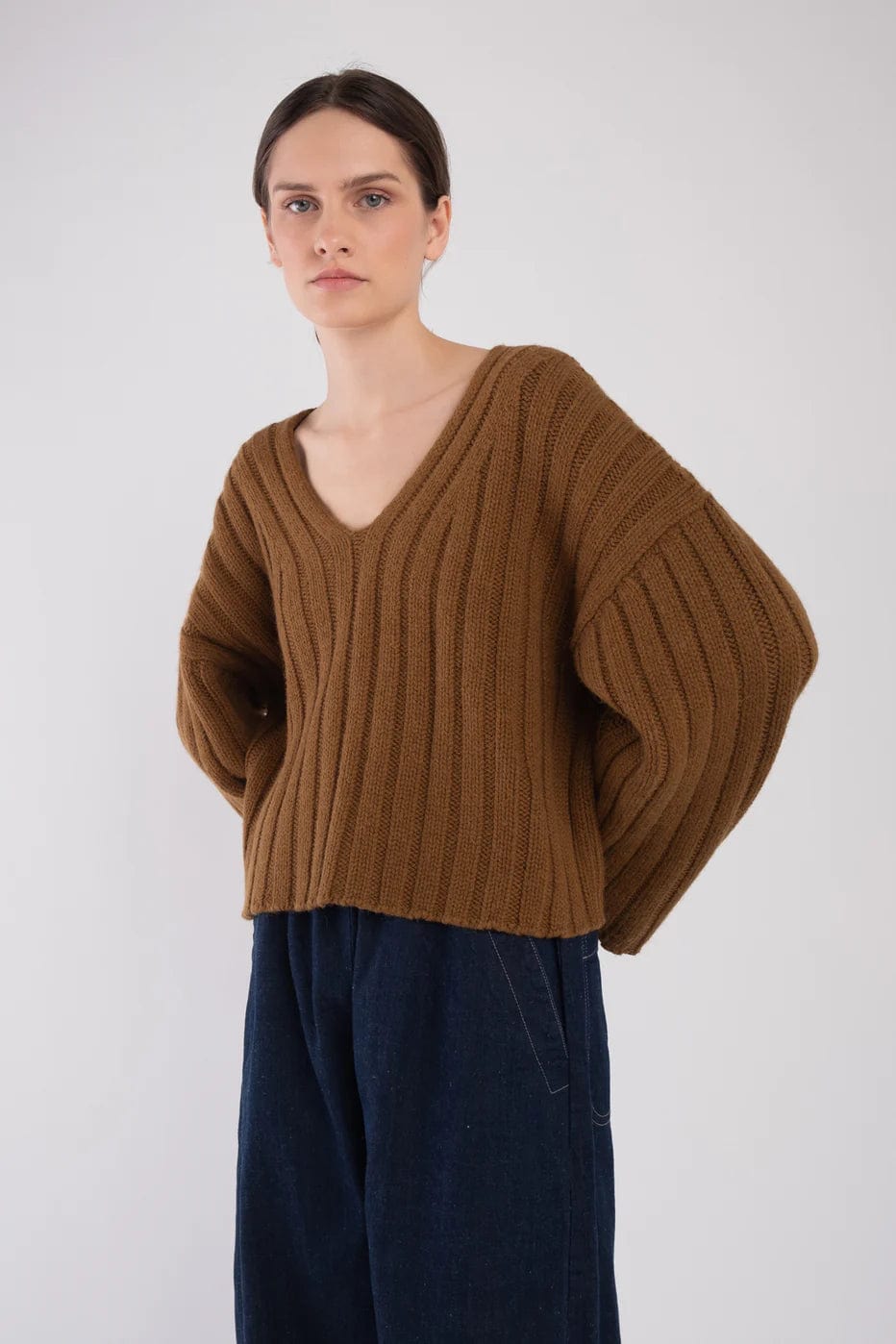 Cropped Rib Pullover - Golden