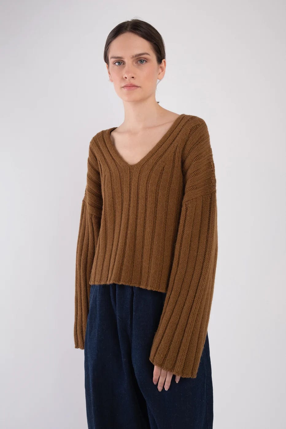 Cropped Rib Pullover - Golden