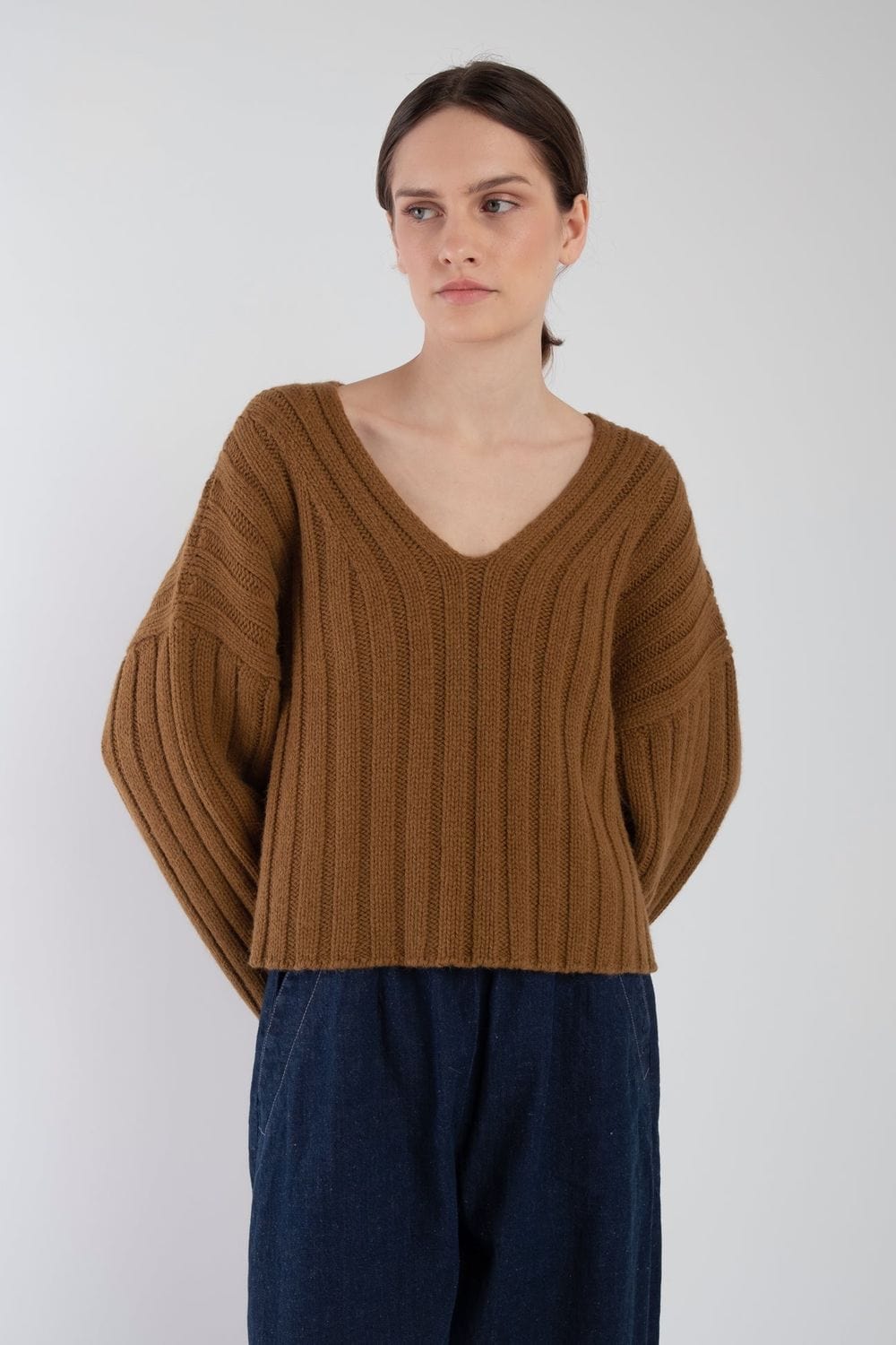 Cropped Rib Pullover - Golden