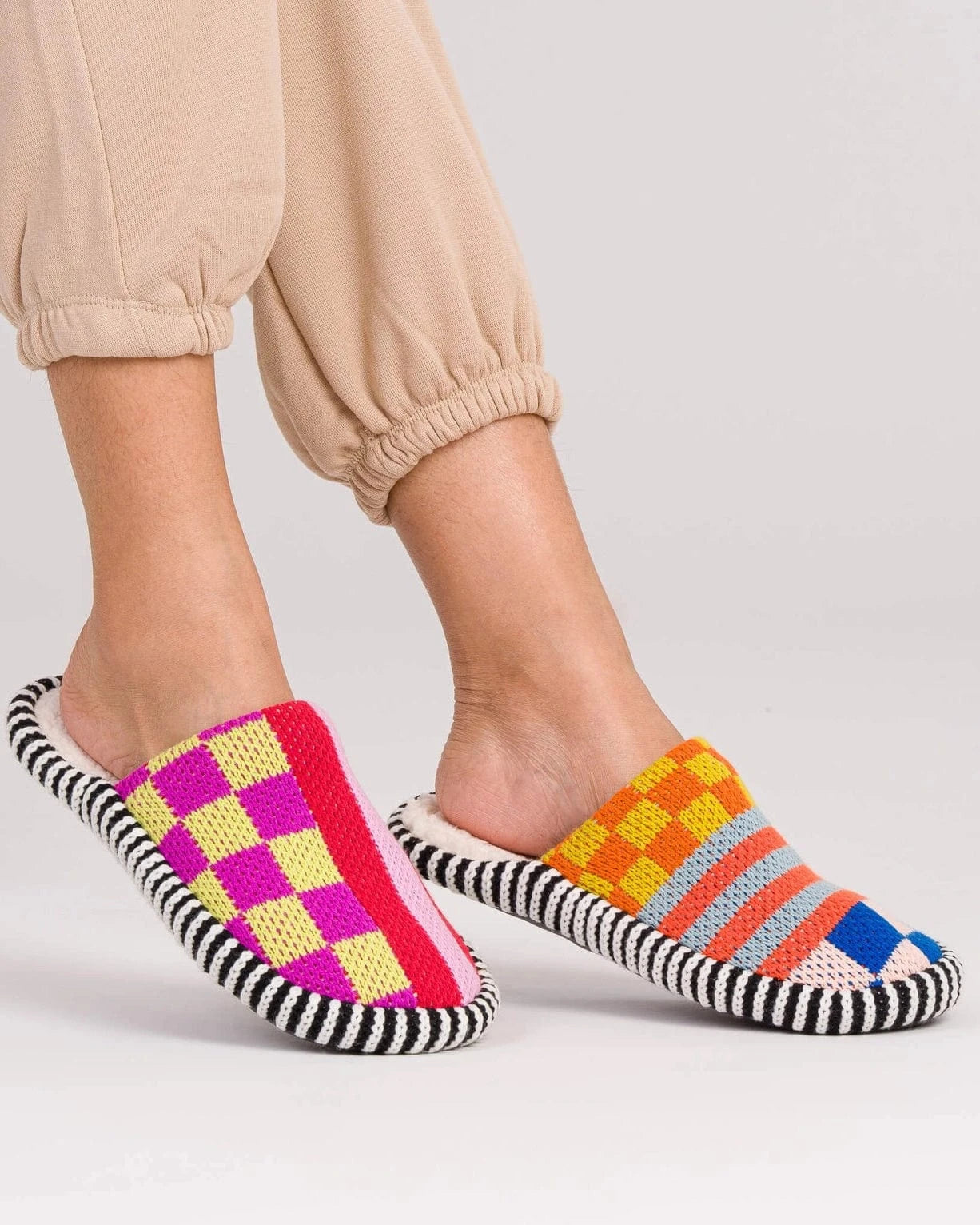 Pattern Patch Slide Slippers- Rainbow