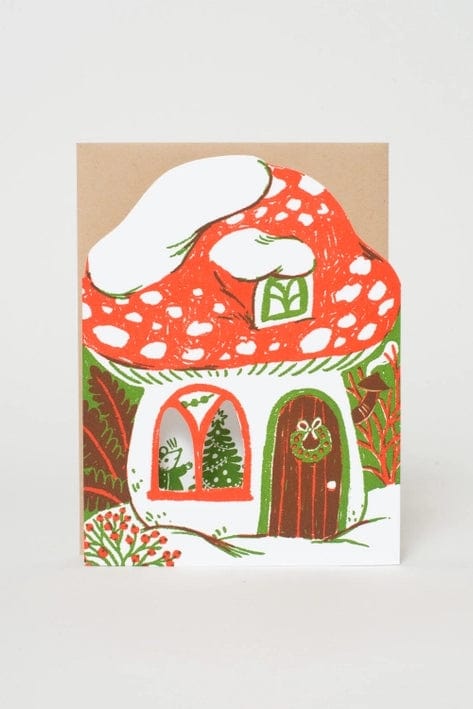 Merry Mushroom House Holiday Card