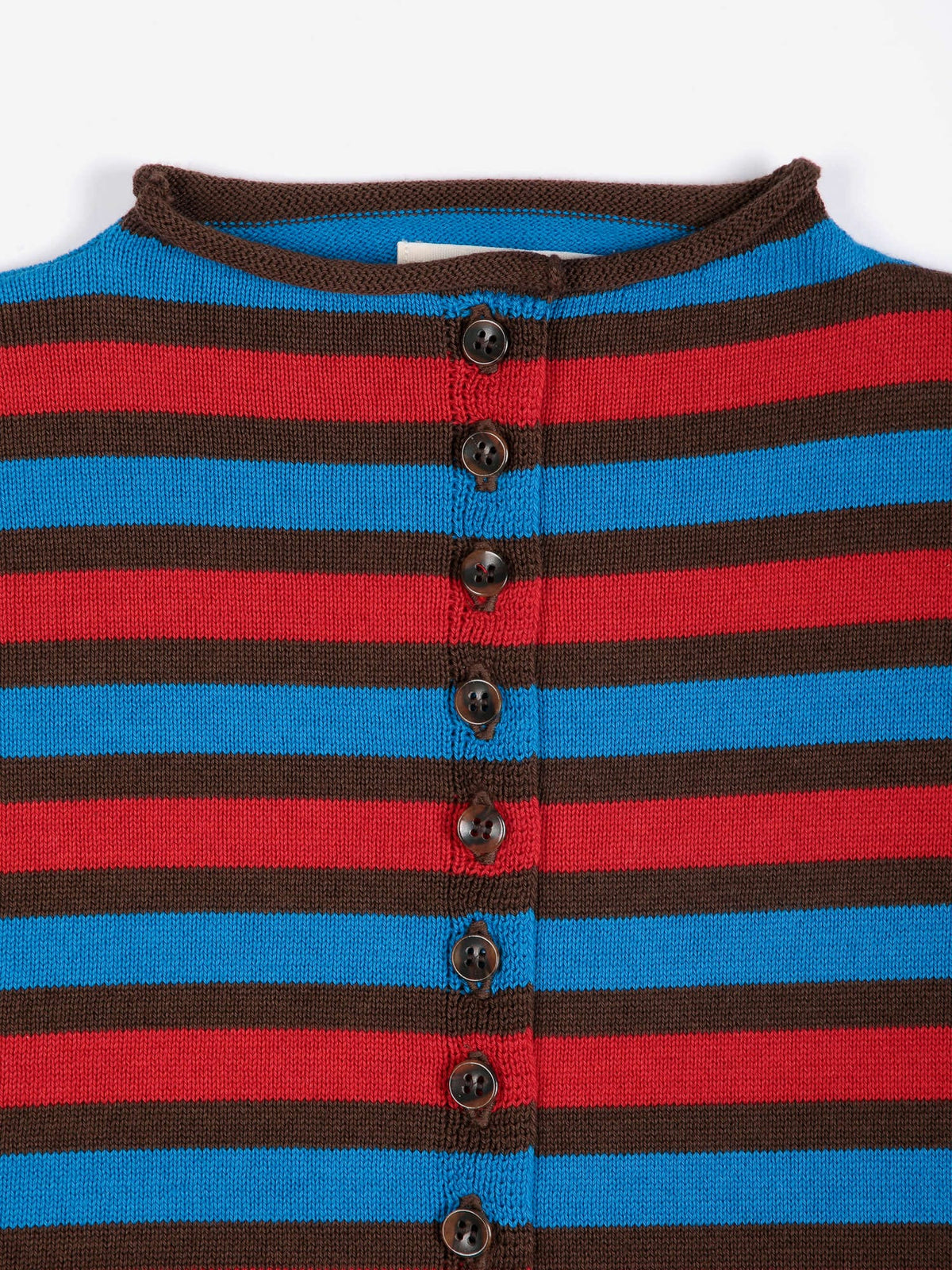 Striped Cotton Cardigan - Blue/Red