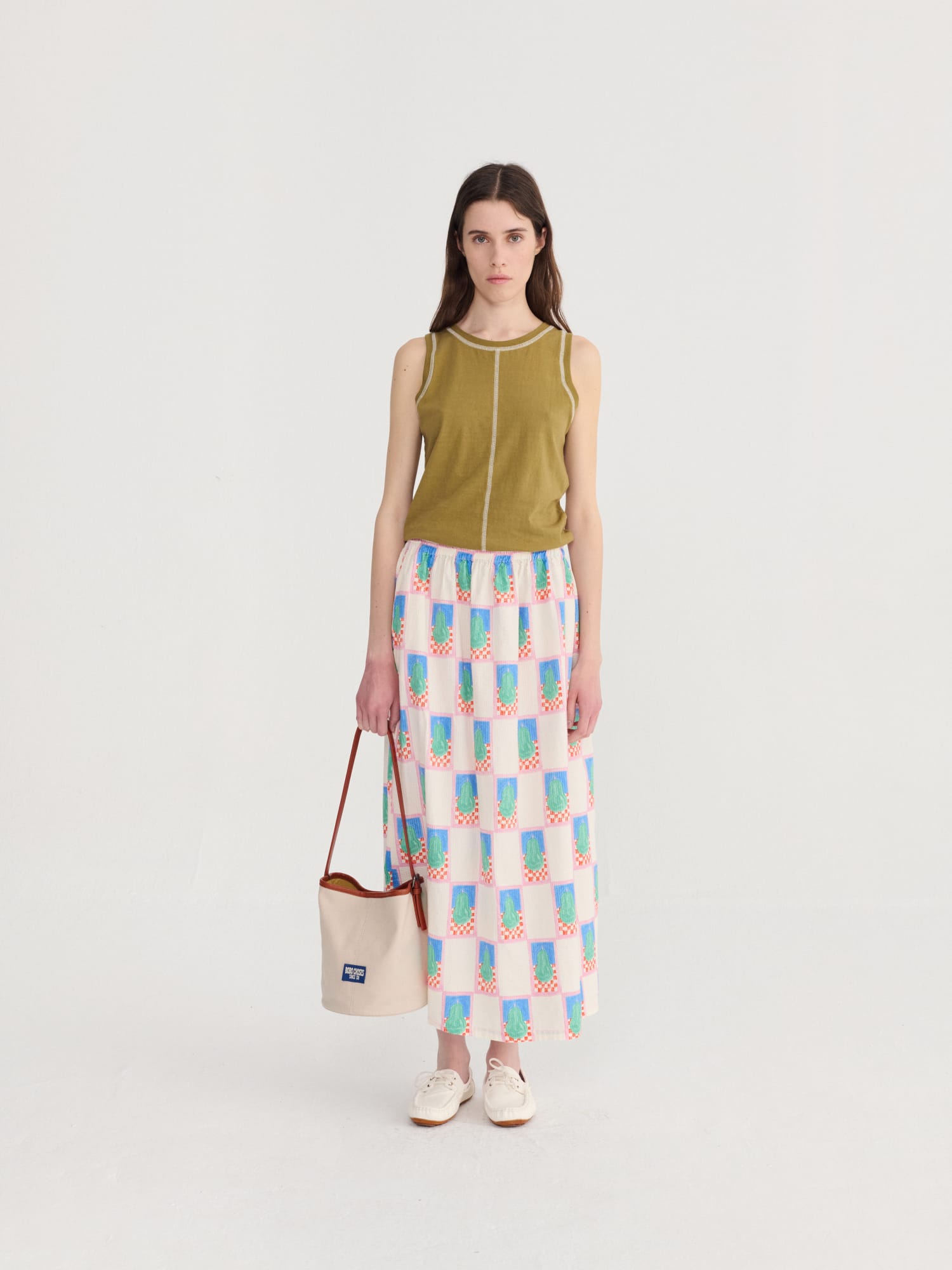 Simple Pear Pattern Evasé Skirt