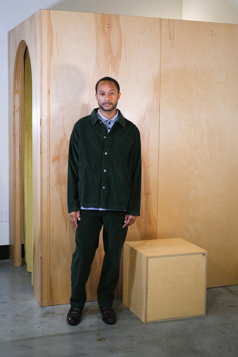 Evans Corduroy Overshirt - Bottle Green