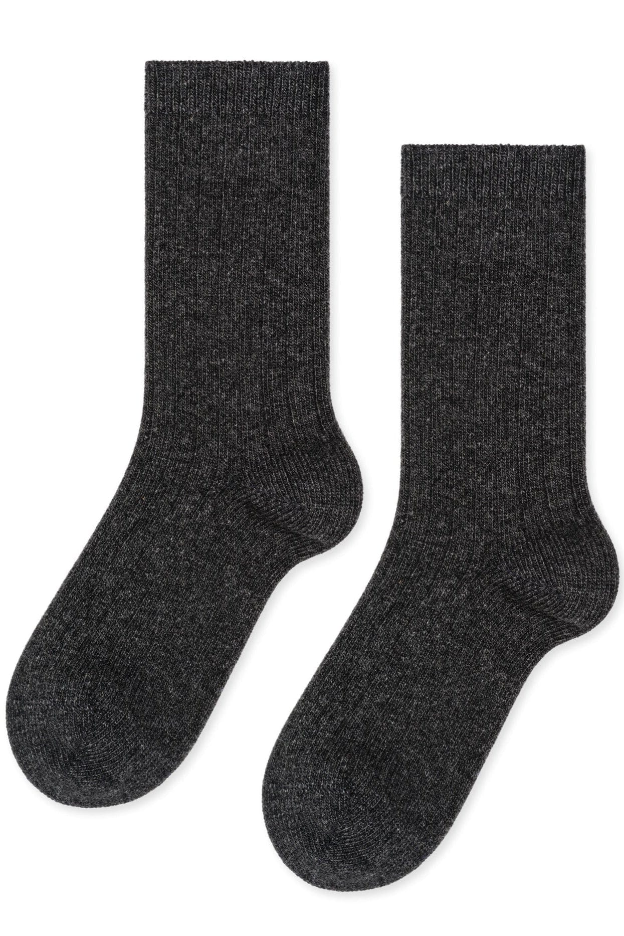 Italia Cashmere Cozy Rib Crew- Charcoal