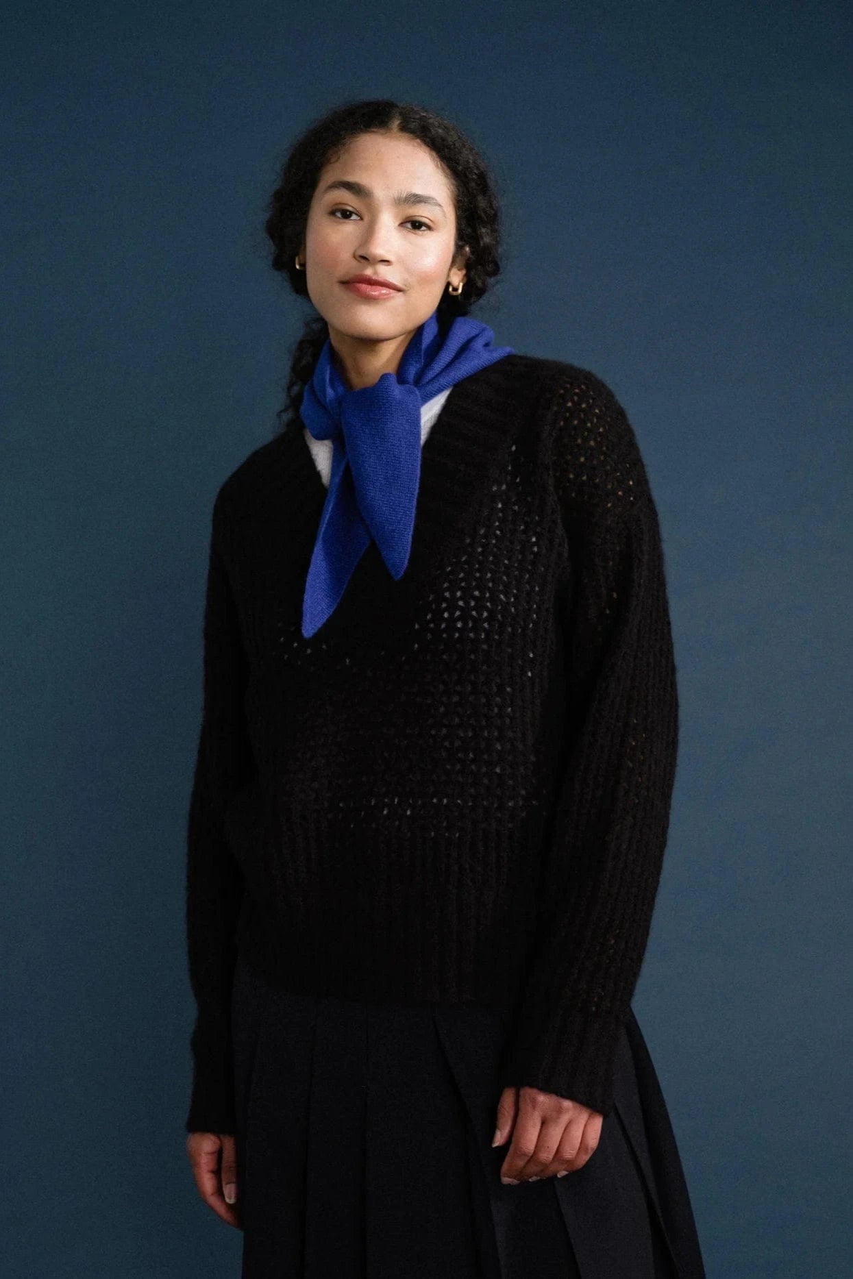 Cashmere Triangle Scarf - Cobalt