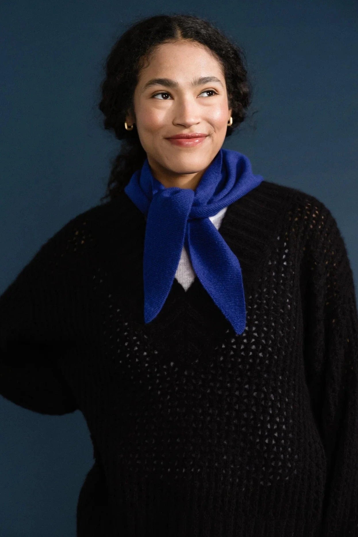 Cashmere Triangle Scarf - Cobalt