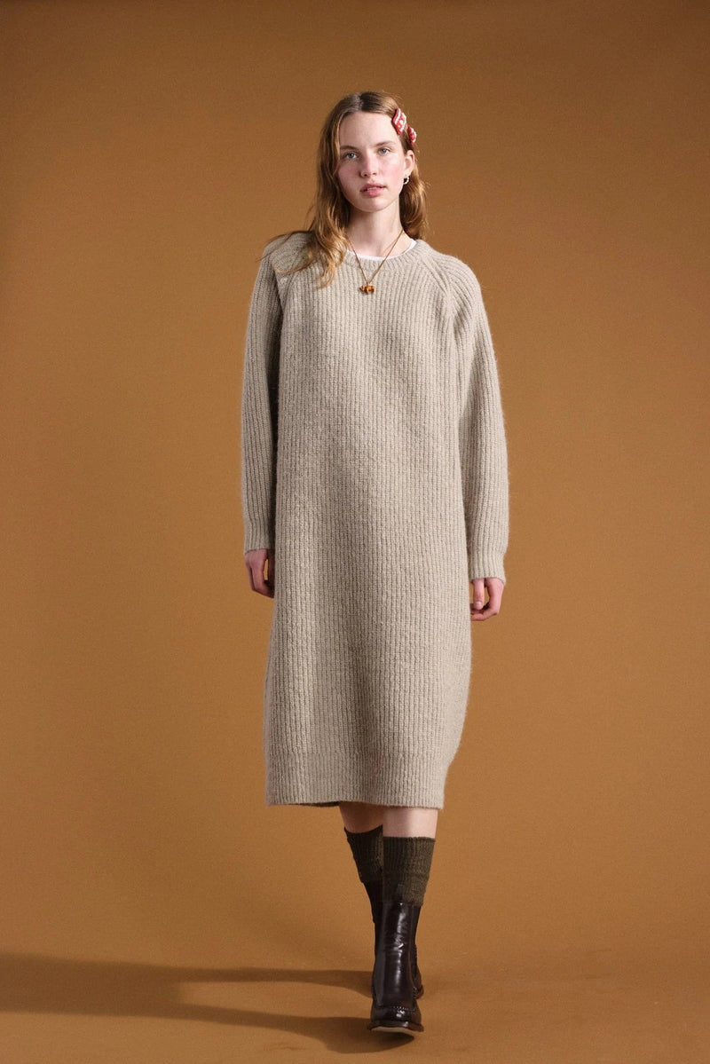 Roch Ribbed Sweater Dress - Pebble