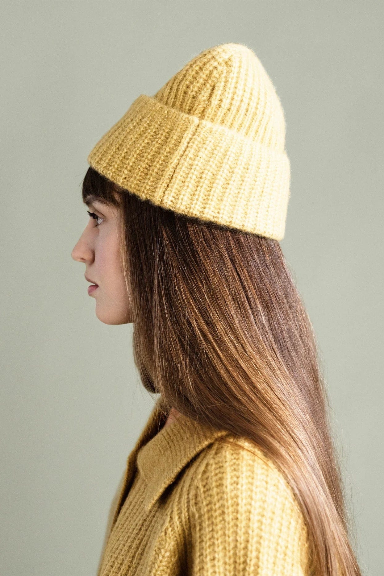 Cashmere Ribbed Beanie - Amber