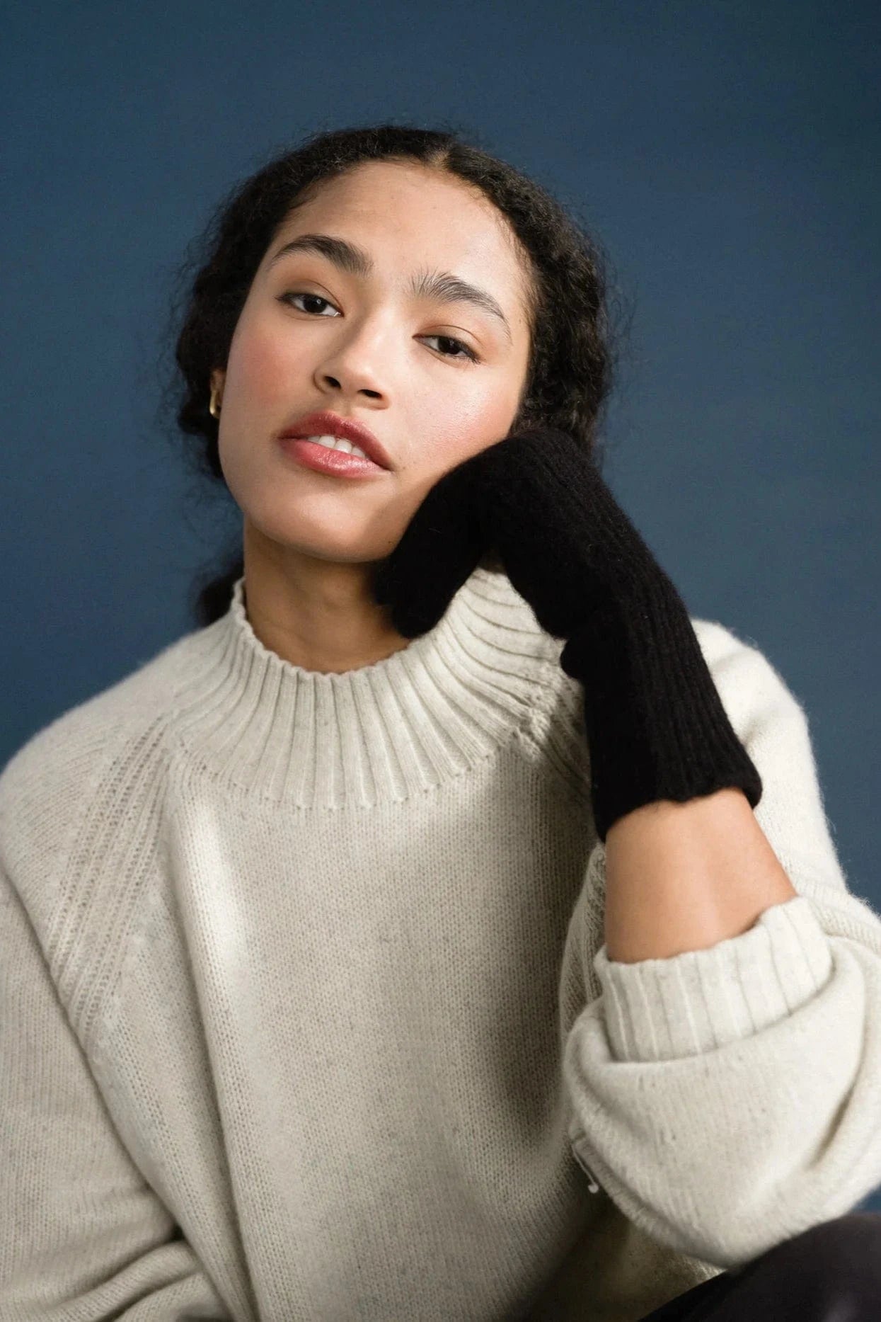 Cashmere Ribbed Gloves - Black