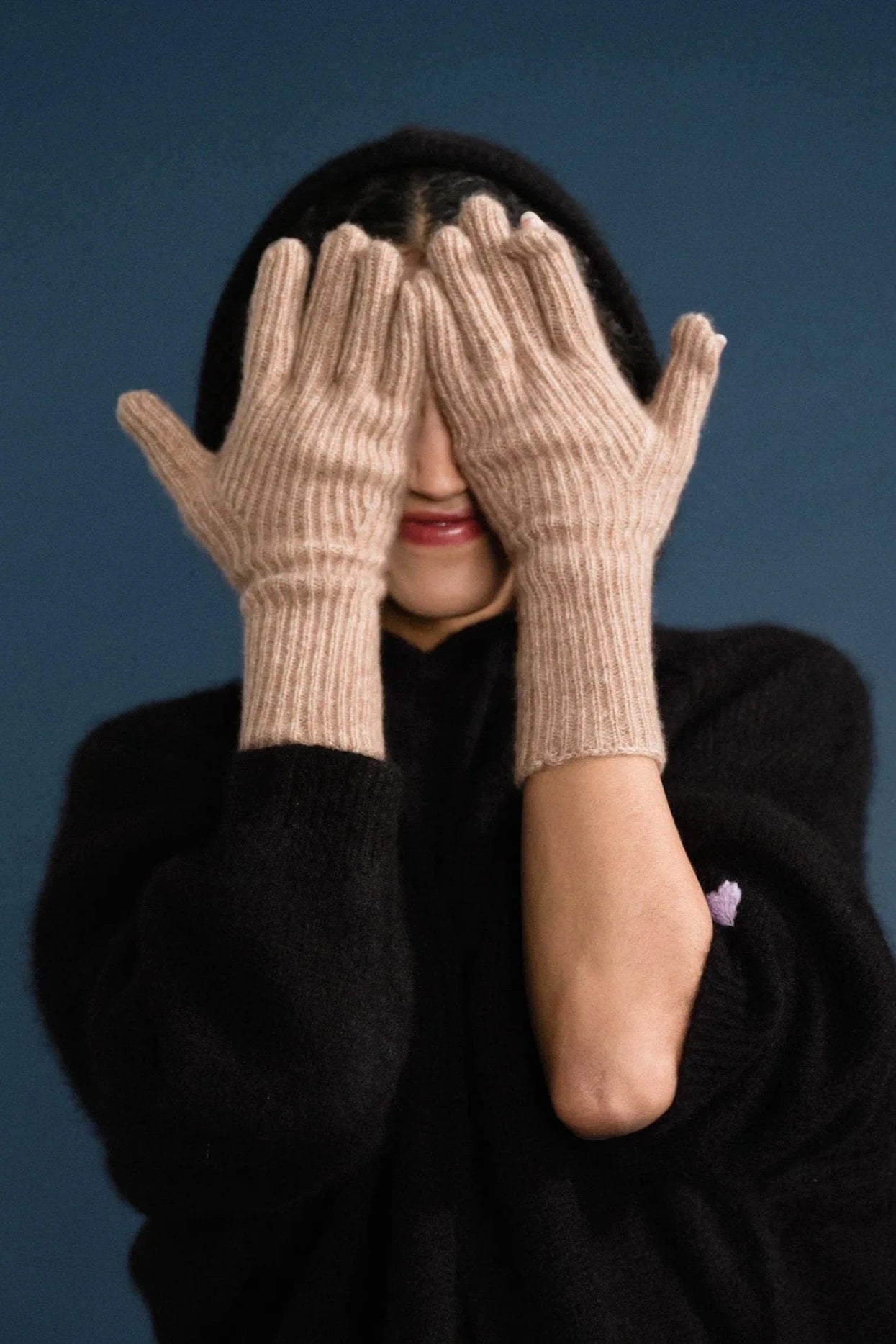 Cashmere Ribbed Gloves - Fawn