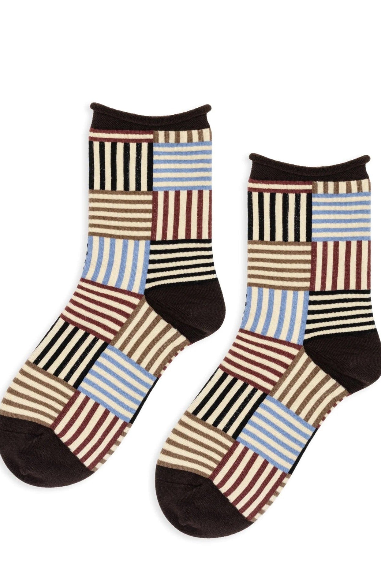 Striped Tile Crew- Brown