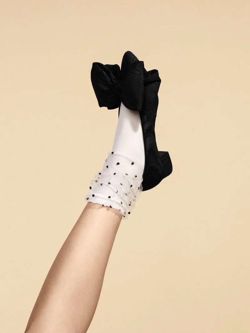 Dotted Tulle Overlay Crew - Ivory