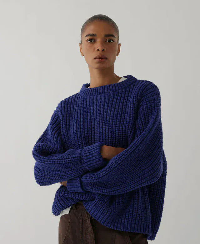 Chunky Lowe Pullover - Cobalt