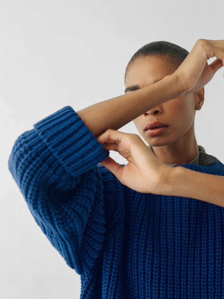 Chunky Lowe Pullover - Cobalt