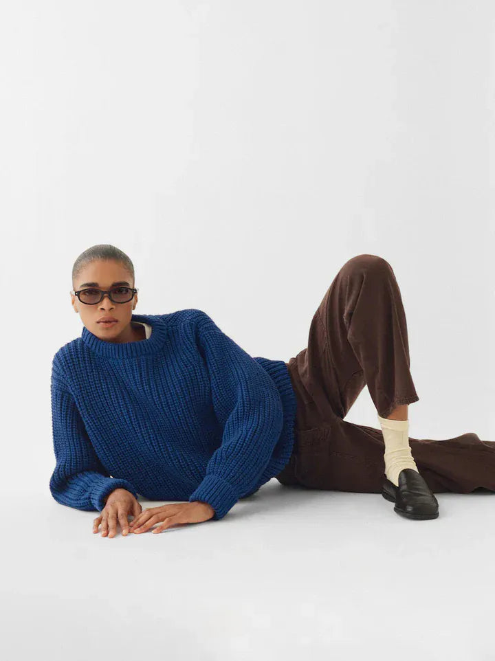 Chunky Lowe Pullover - Cobalt