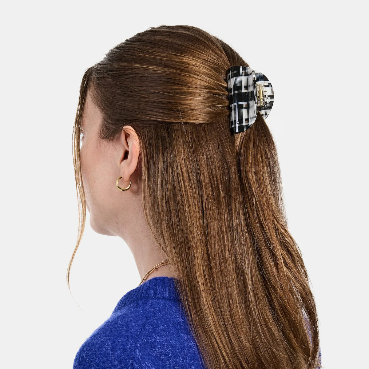 Juno Claw - Black + White Plaid