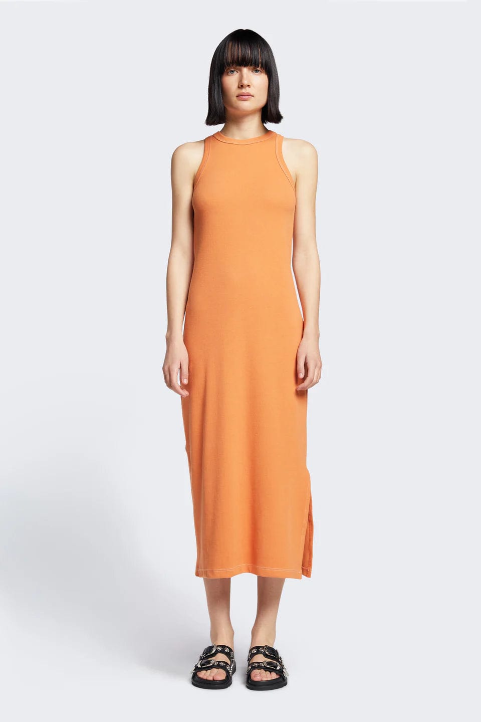 Spire Rib Dress - Orange