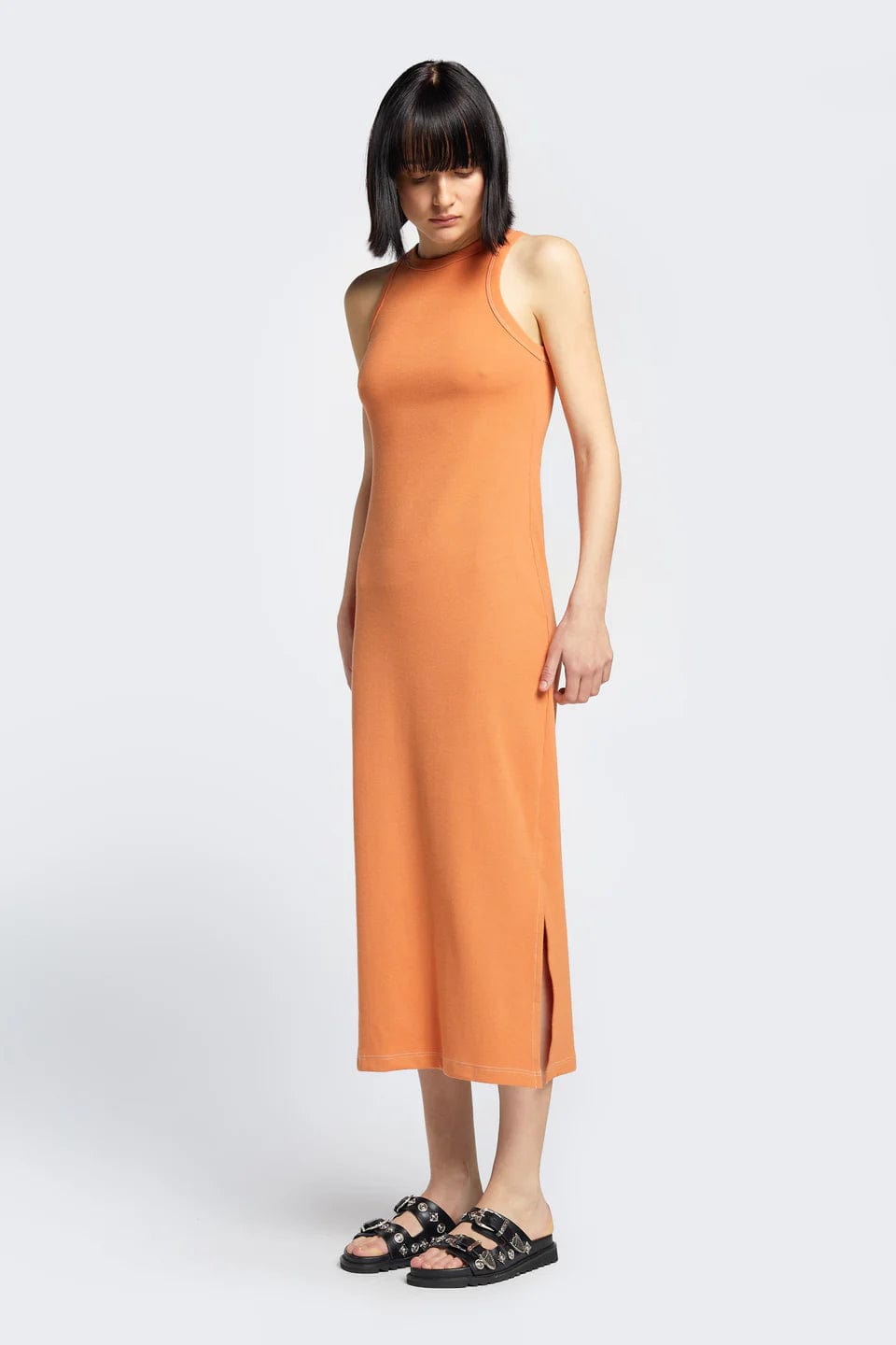 Spire Rib Dress - Orange