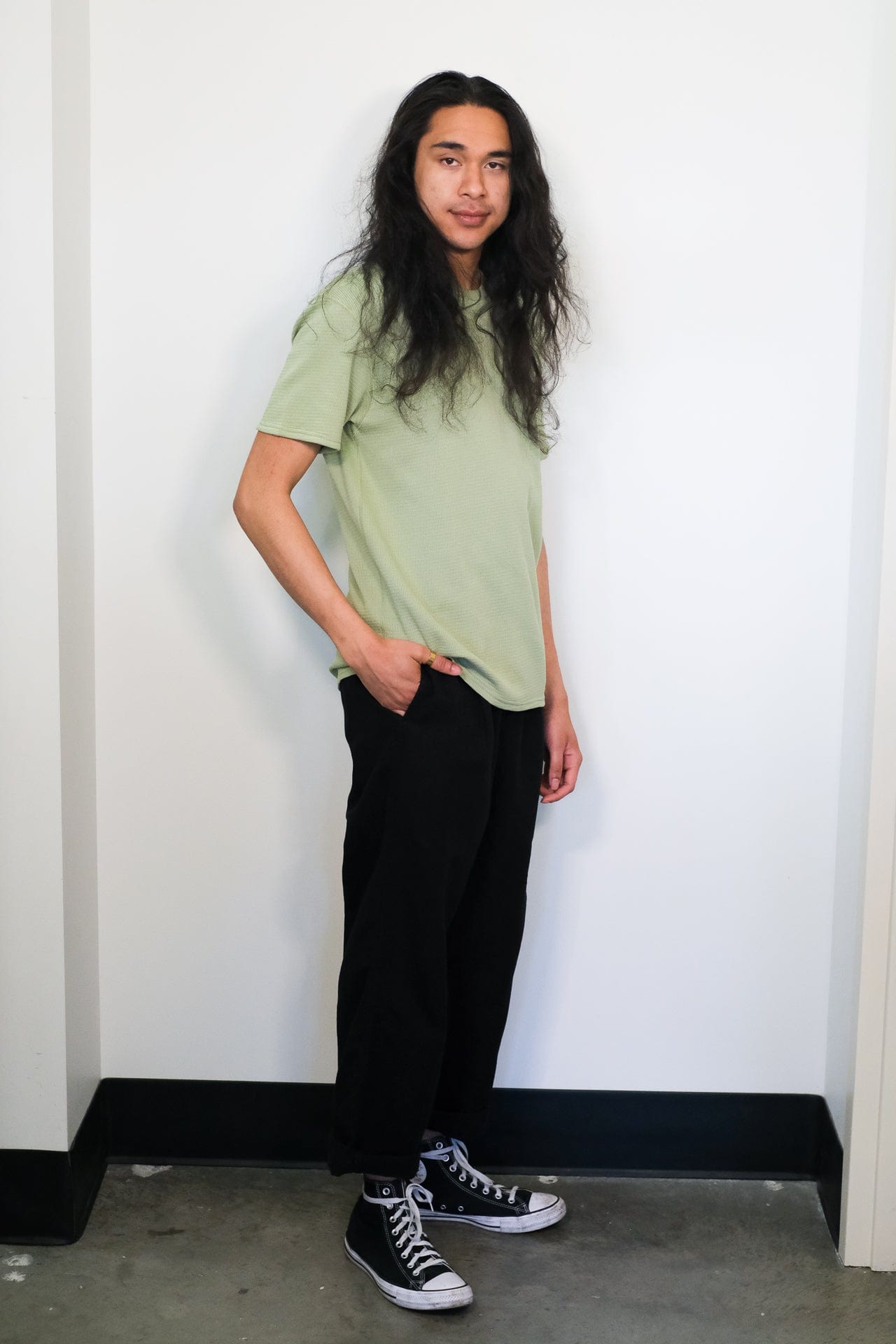 Box Knit T-Shirt - Green