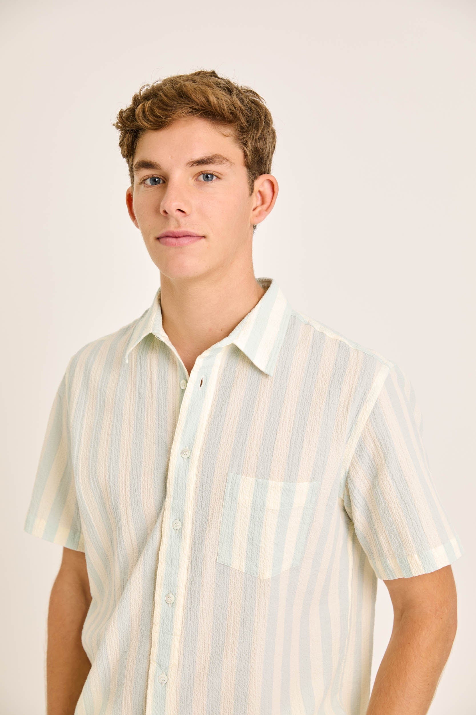 Alegre Shirt - Green Spray Stripes