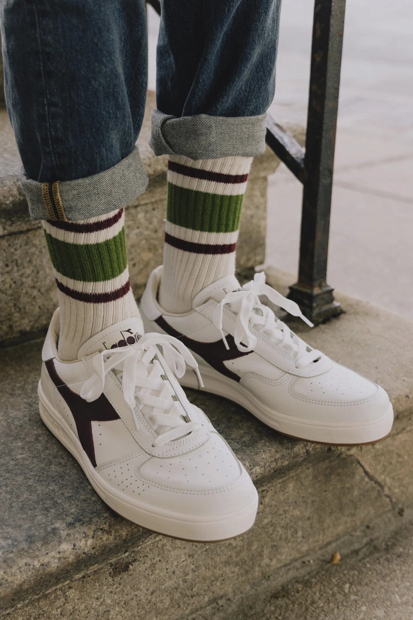 Retro Stripe Crew - Olive / Gold