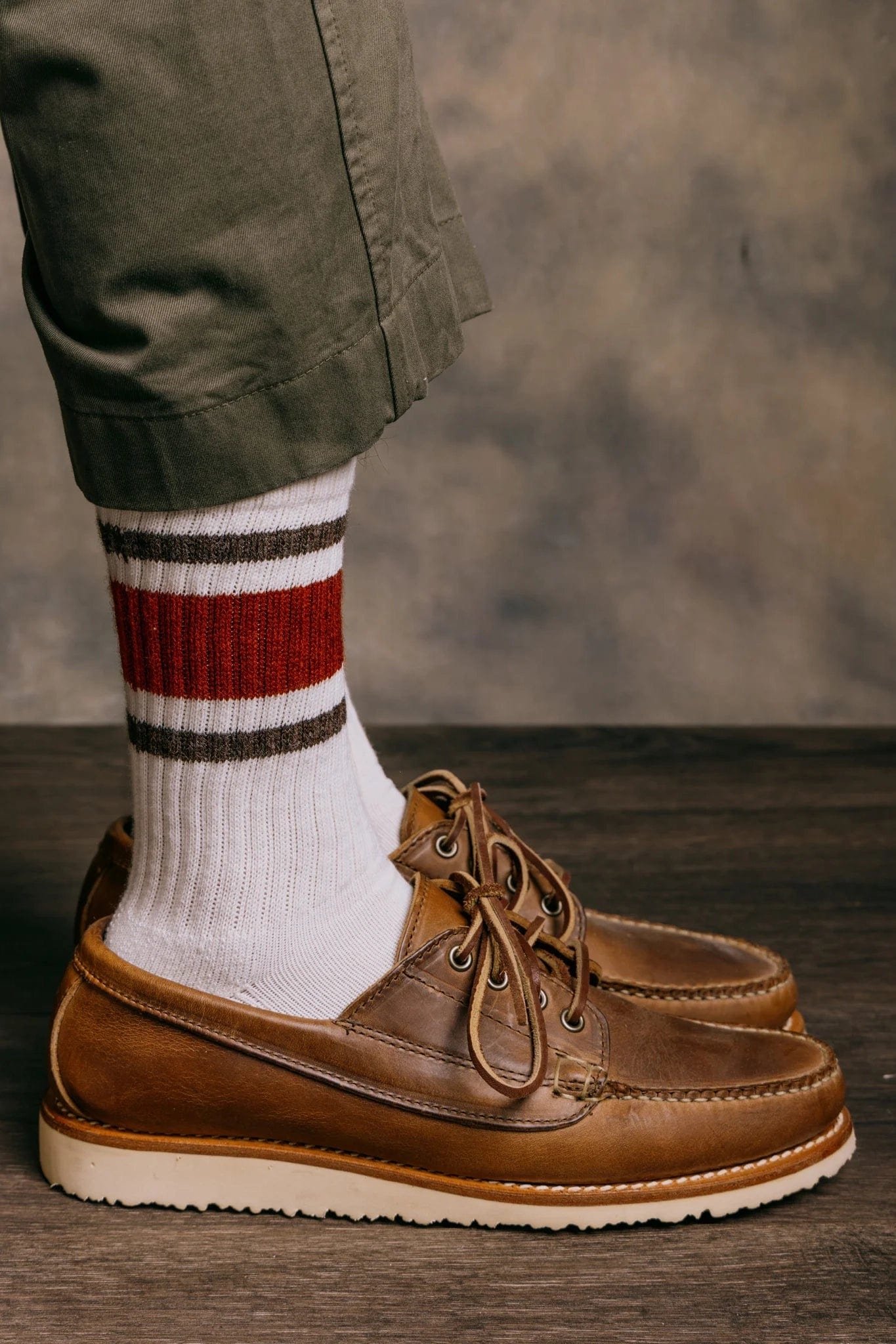 Retro Stripe Crew - Rust / Red Heather