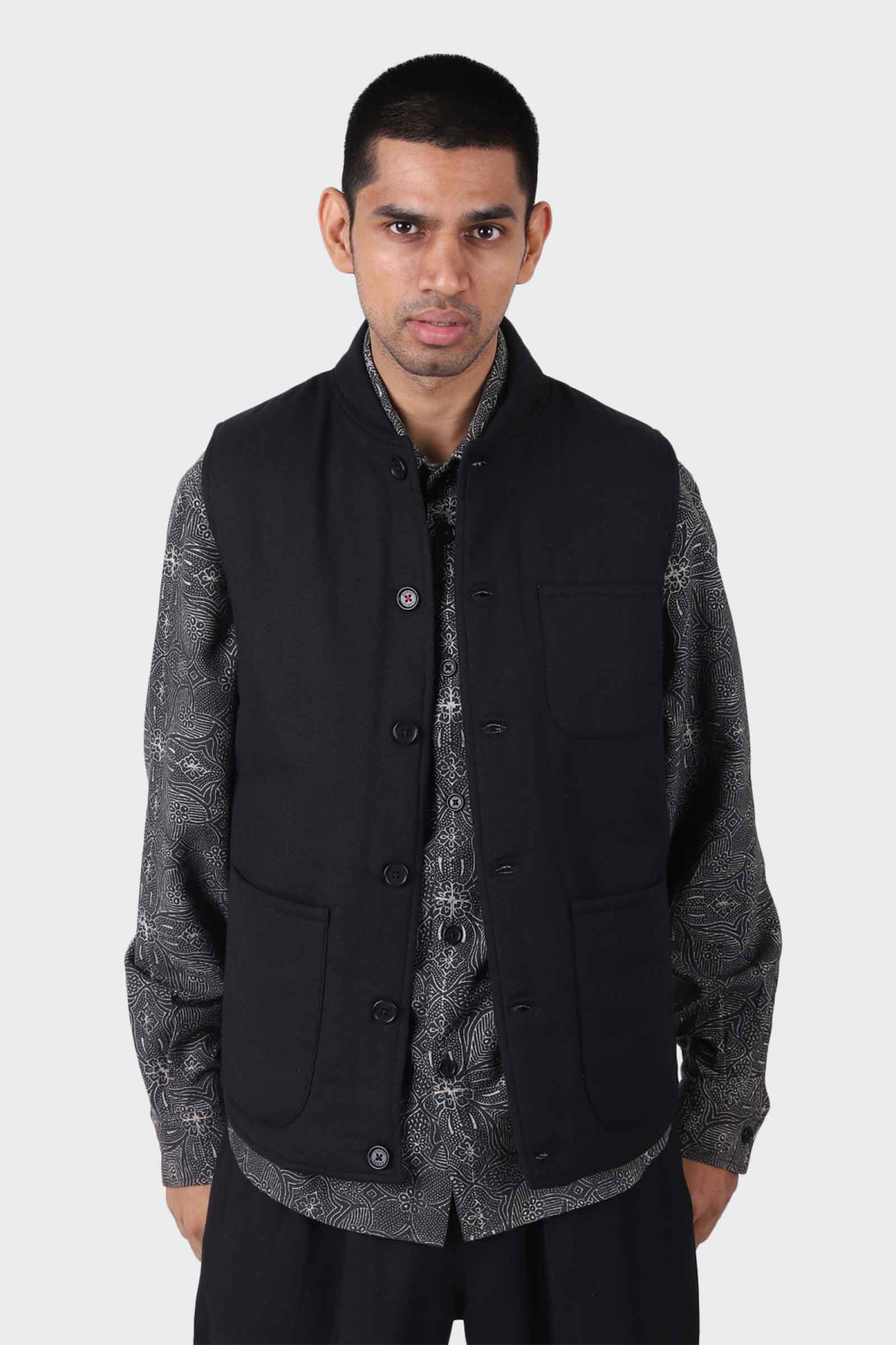 Leo Quilted Vest - Black