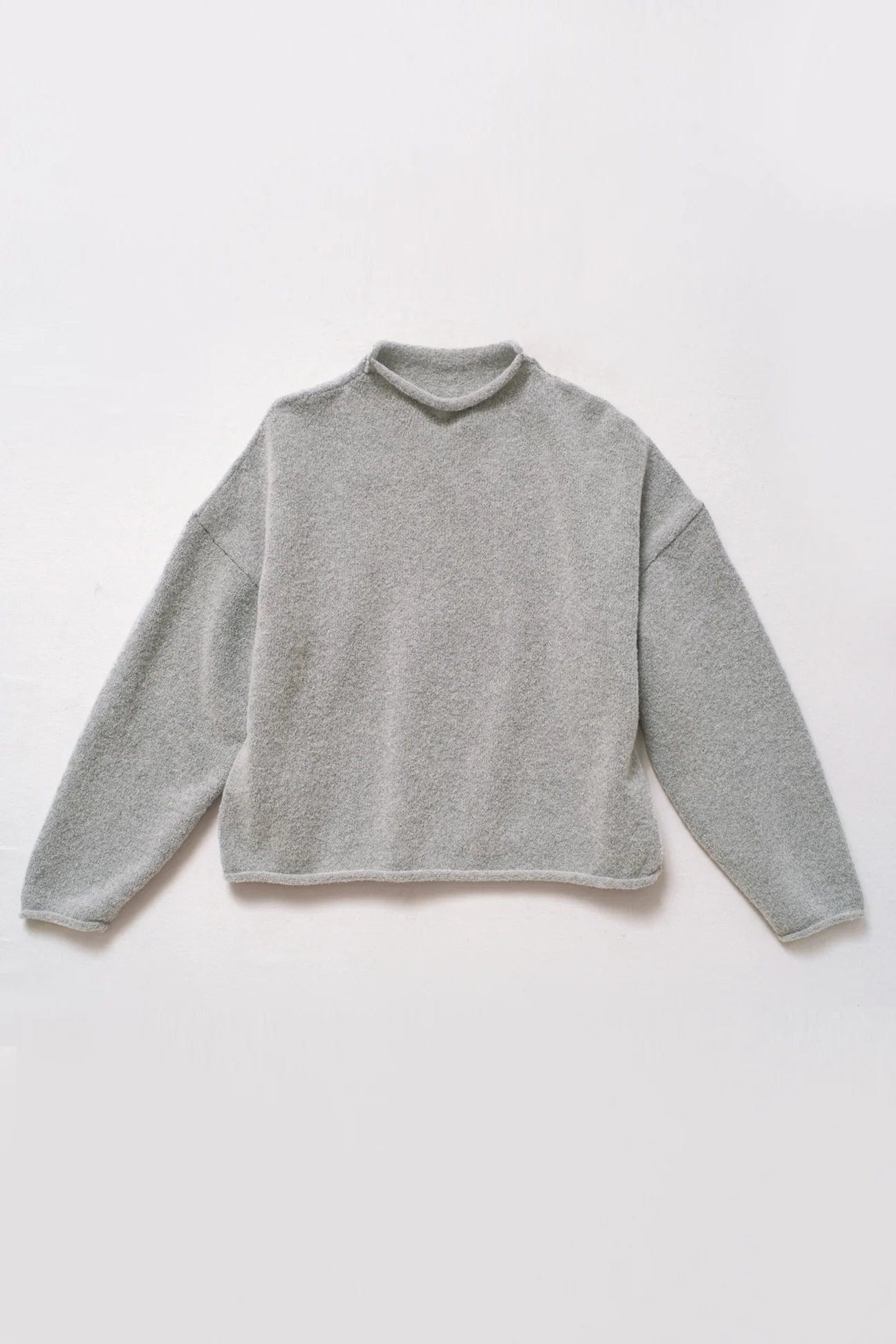 Boucle Rolled Sweater - Heather Grey