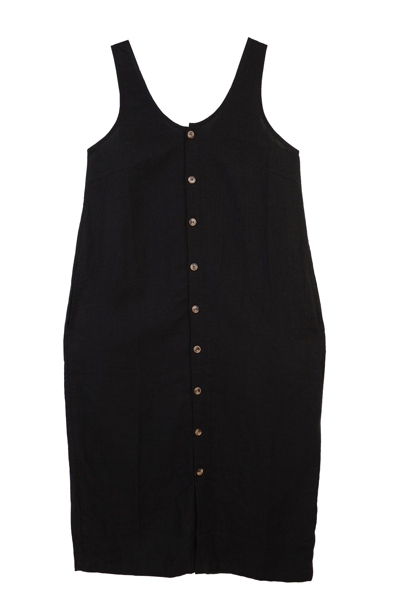 Basic Button Front Slip - Black