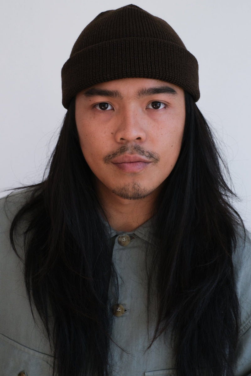 Wool Knit Watch Cap - Brown