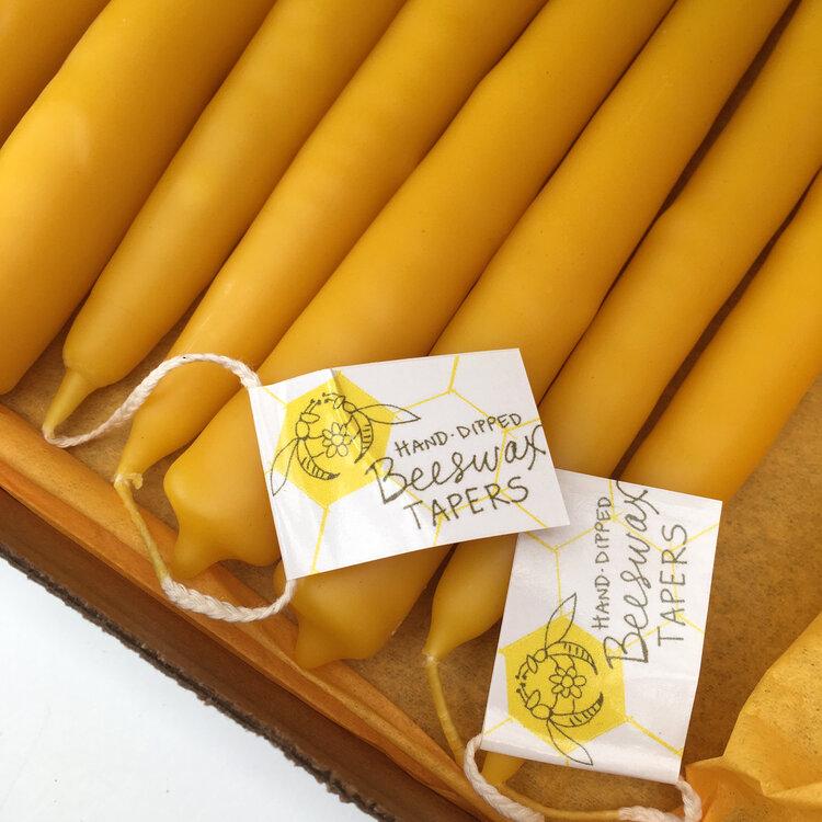 Hand Dipped Beeswax Tapers - Tall