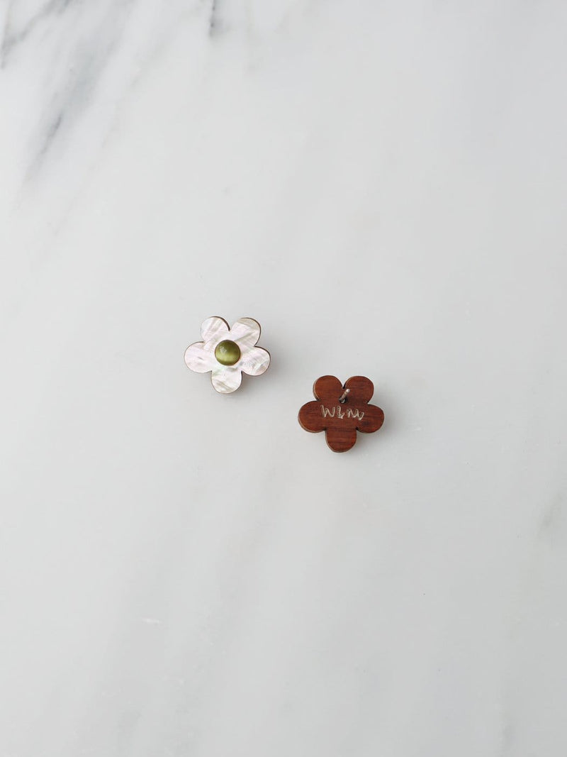 Mini Bloom Studs - White Pearl
